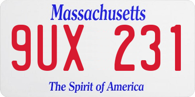 MA license plate 9UX231