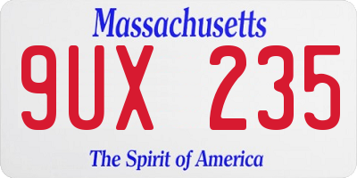 MA license plate 9UX235