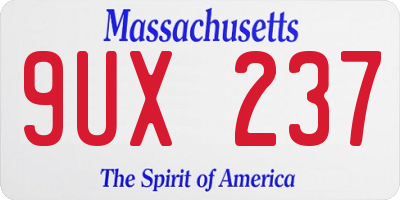 MA license plate 9UX237