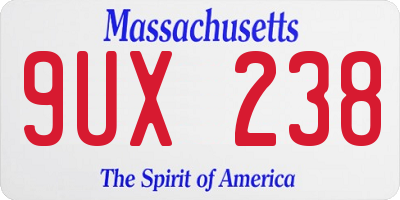 MA license plate 9UX238
