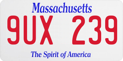 MA license plate 9UX239
