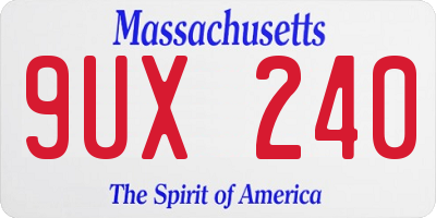 MA license plate 9UX240