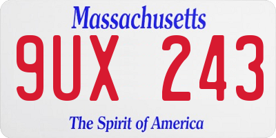 MA license plate 9UX243