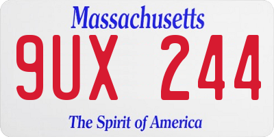 MA license plate 9UX244