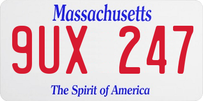 MA license plate 9UX247