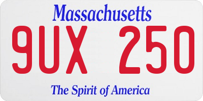 MA license plate 9UX250