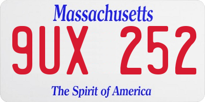MA license plate 9UX252