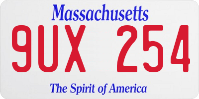 MA license plate 9UX254