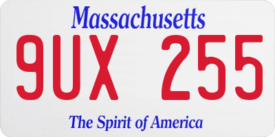 MA license plate 9UX255