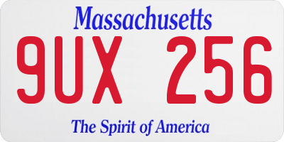 MA license plate 9UX256