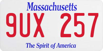 MA license plate 9UX257