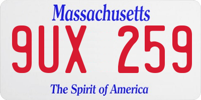 MA license plate 9UX259