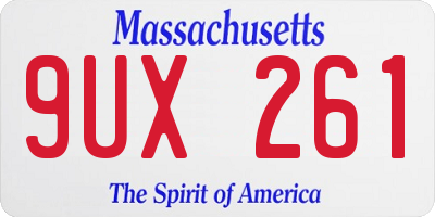 MA license plate 9UX261