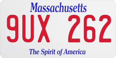 MA license plate 9UX262