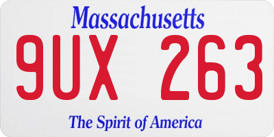 MA license plate 9UX263