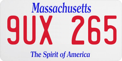 MA license plate 9UX265