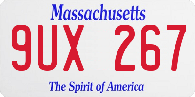 MA license plate 9UX267