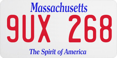 MA license plate 9UX268