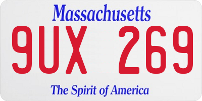 MA license plate 9UX269