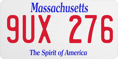 MA license plate 9UX276