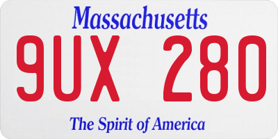 MA license plate 9UX280