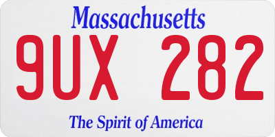 MA license plate 9UX282