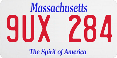 MA license plate 9UX284