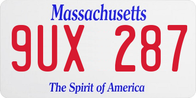 MA license plate 9UX287