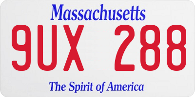 MA license plate 9UX288