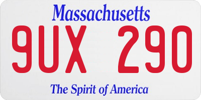 MA license plate 9UX290