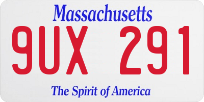 MA license plate 9UX291