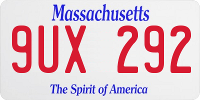 MA license plate 9UX292