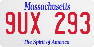 MA license plate 9UX293