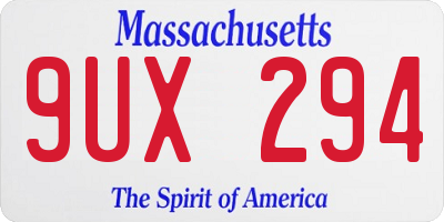 MA license plate 9UX294