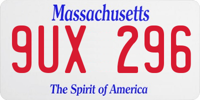 MA license plate 9UX296