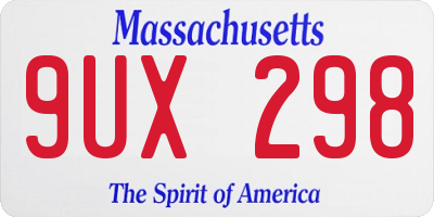 MA license plate 9UX298