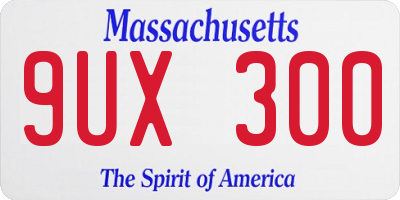 MA license plate 9UX300