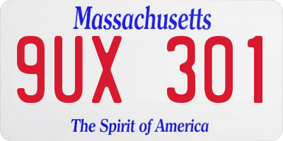 MA license plate 9UX301