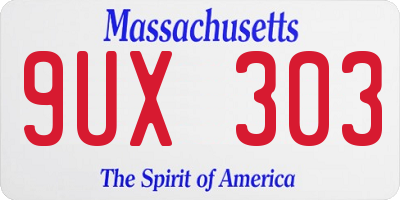 MA license plate 9UX303