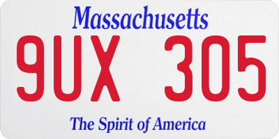 MA license plate 9UX305