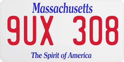 MA license plate 9UX308
