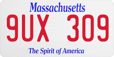 MA license plate 9UX309