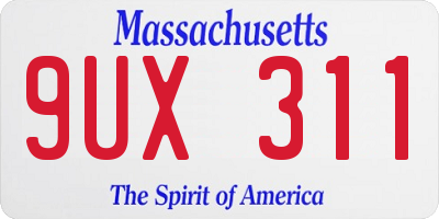 MA license plate 9UX311