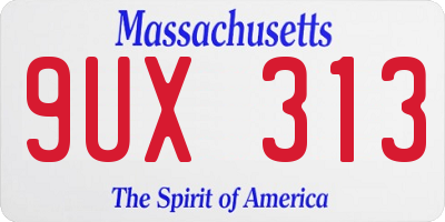 MA license plate 9UX313