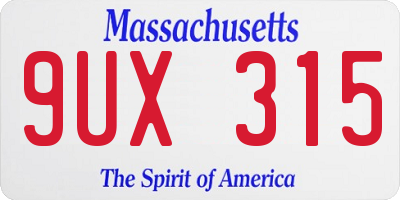 MA license plate 9UX315