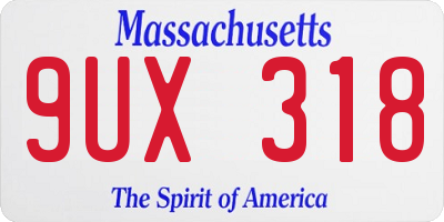 MA license plate 9UX318