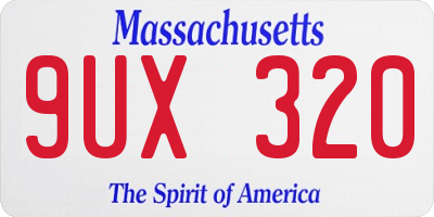 MA license plate 9UX320