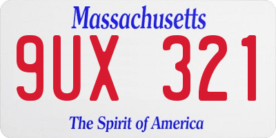 MA license plate 9UX321