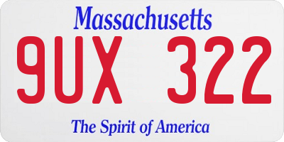 MA license plate 9UX322
