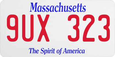 MA license plate 9UX323